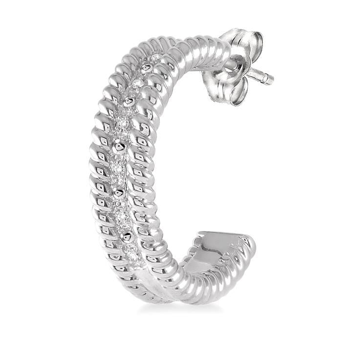 1/20 Ctw Round Cut Diamond Fashion Earrings in Sterling Silver