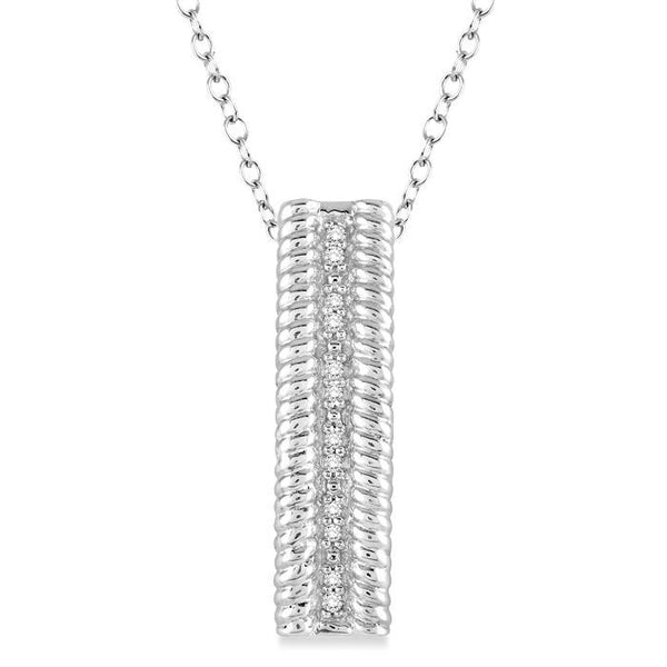 1/20 Ctw Round Cut Diamond Rope Pendant in Sterling Silver with chain