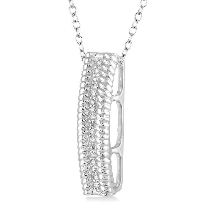 1/20 Ctw Round Cut Diamond Rope Pendant in Sterling Silver with chain