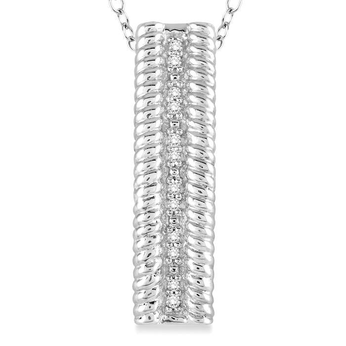 1/20 Ctw Round Cut Diamond Rope Pendant in Sterling Silver with chain