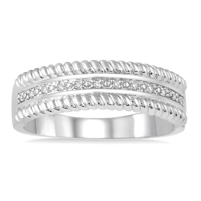 Silver Rope Diamond Ring