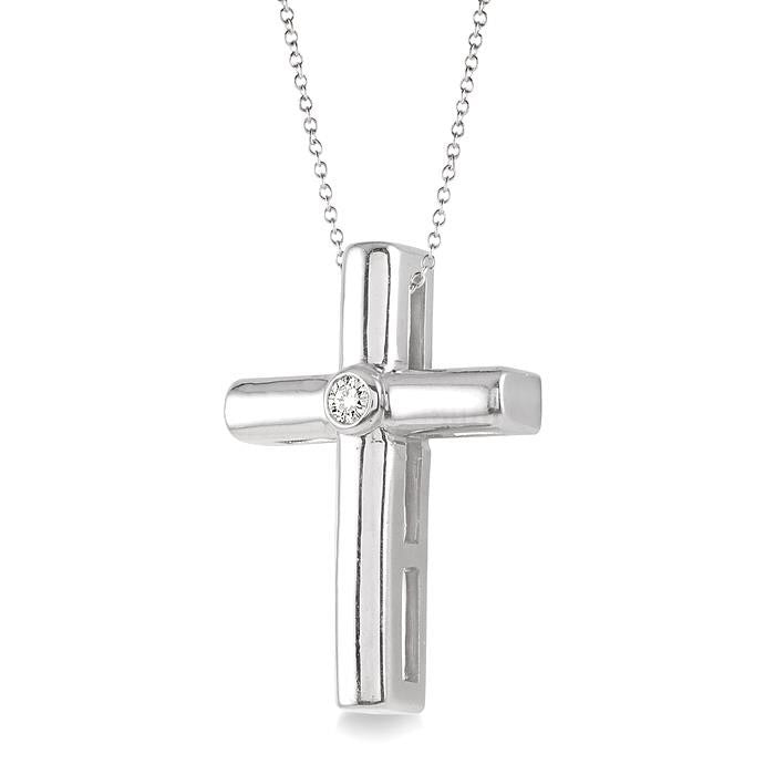 Silver Cross Diamond Fashion Pendant