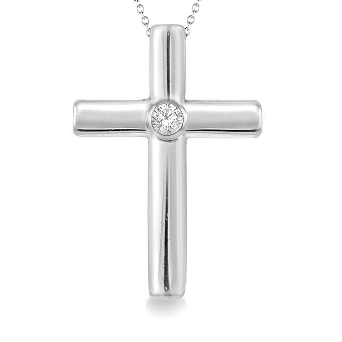 Silver Cross Diamond Fashion Pendant