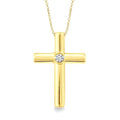 1/50 Ctw Latin Cross Round Cut Diamond Fashion Pendant With Chain in Yellow Gold Vermeil