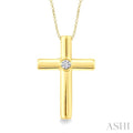 1/50 Ctw Latin Cross Round Cut Diamond Fashion Pendant With Chain in Yellow Gold Vermeil