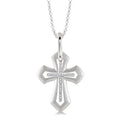 1/20 Ctw Round Cut Diamond Cross Pendant with Chain in Sterling Silver