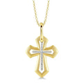 1/20 Ctw Roman Cross Round Cut Diamond Fashion Pendant With Chain in Yellow Gold Vermeil