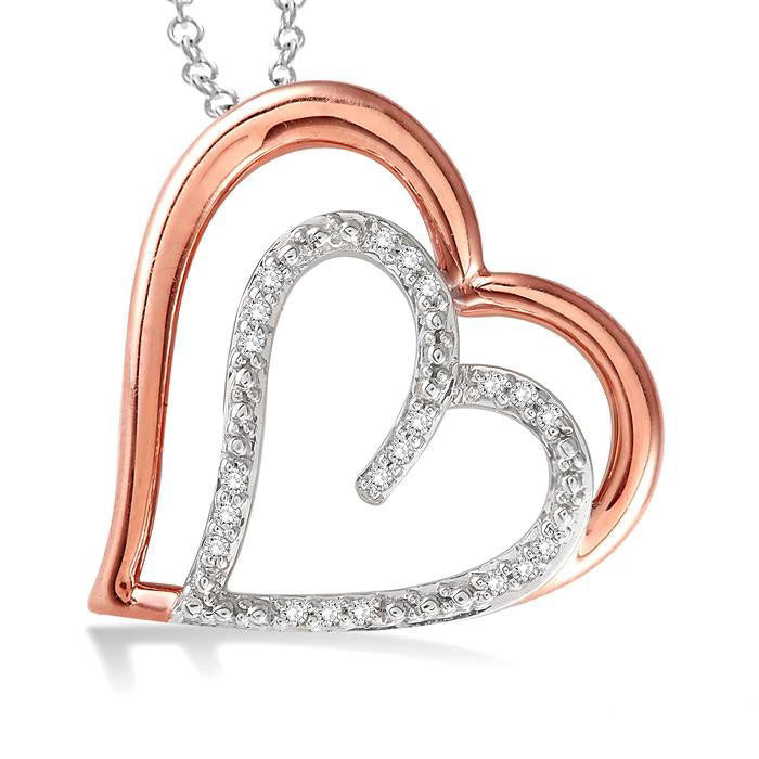 Bellona Sabine Silver Double Heart Shape Diamond Fashion Pendant