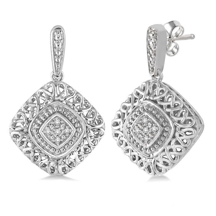 Silver Diamond Earrings