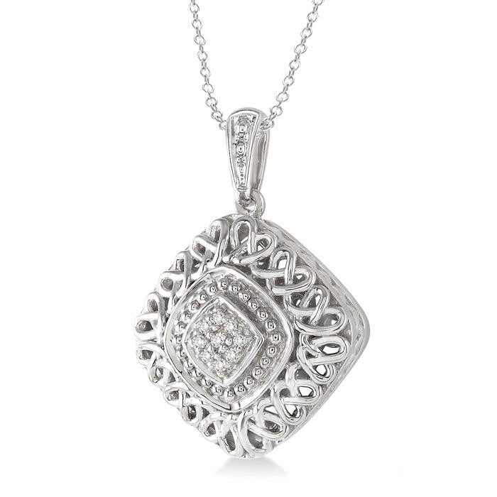 Peregrine Couture Silver Cushion Shape Diamond Pendant