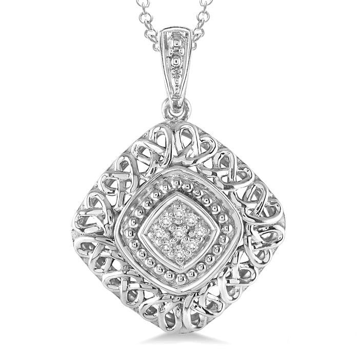 Peregrine Couture Silver Cushion Shape Diamond Pendant