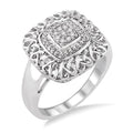 Silver Cushion Shape Diamond Ring