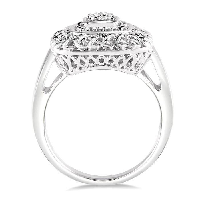 Silver Cushion Shape Diamond Ring