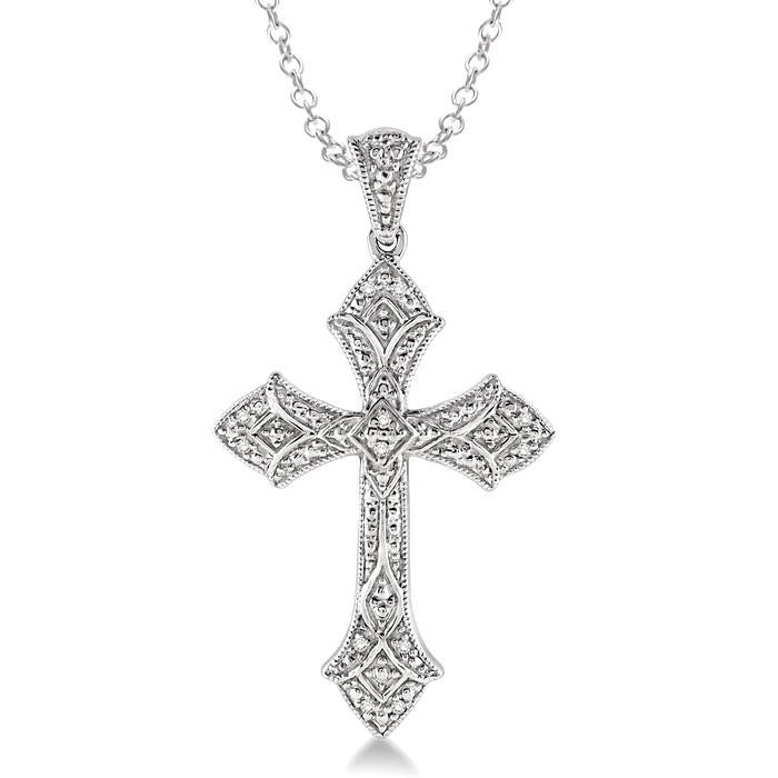 Silver Cross Diamond Fashion Pendant