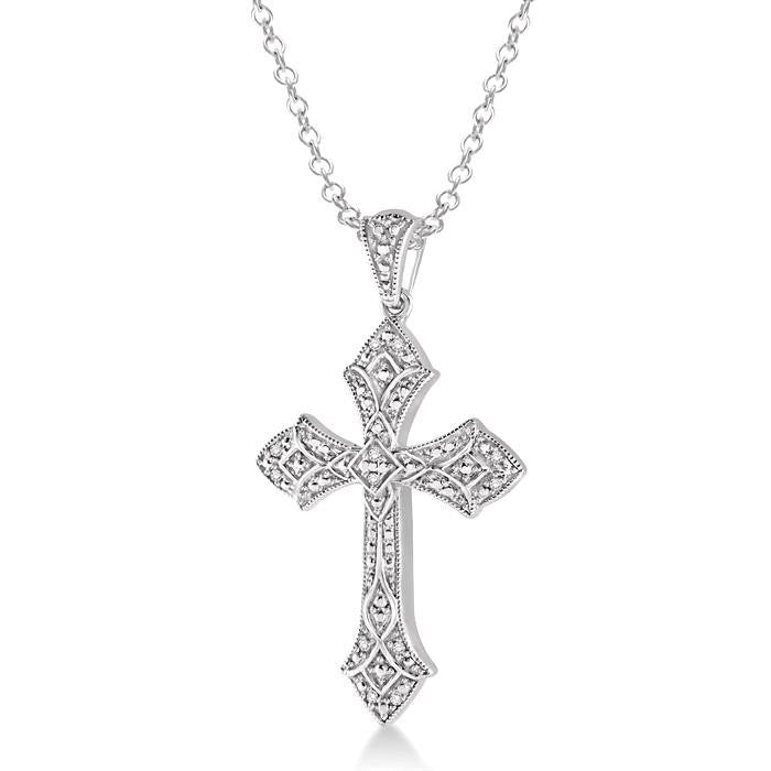 Silver Cross Diamond Fashion Pendant