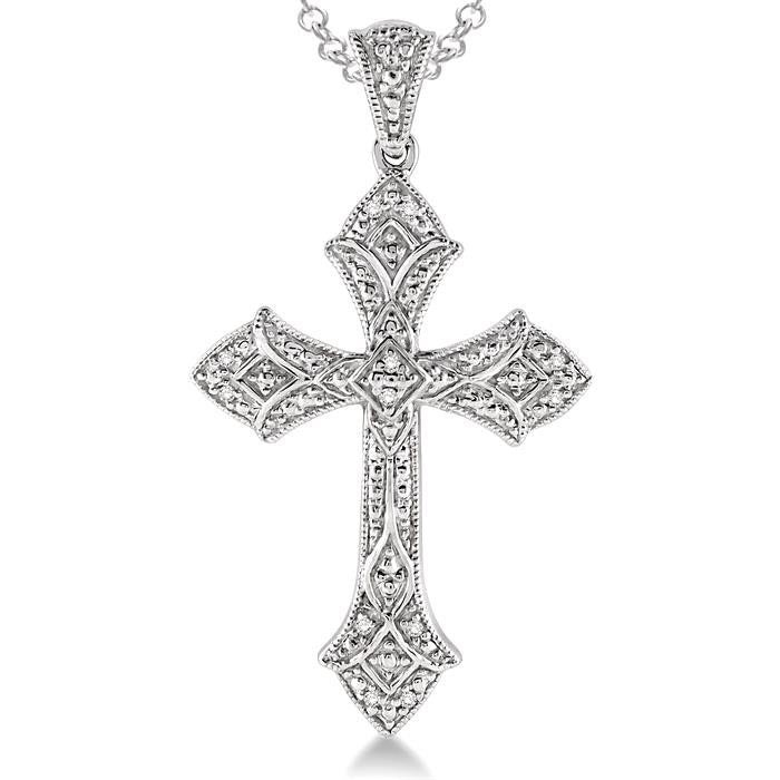 Silver Cross Diamond Fashion Pendant