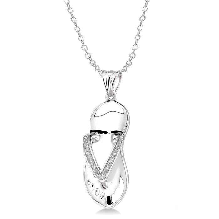 Silver Flip Flop Diamond Fashion Pendant