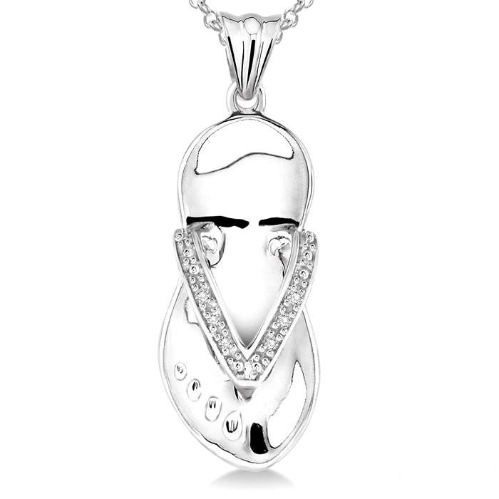 Silver Flip Flop Diamond Fashion Pendant