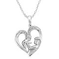Silver Heart Shape Mom & Child Diamond Fashion Pendant