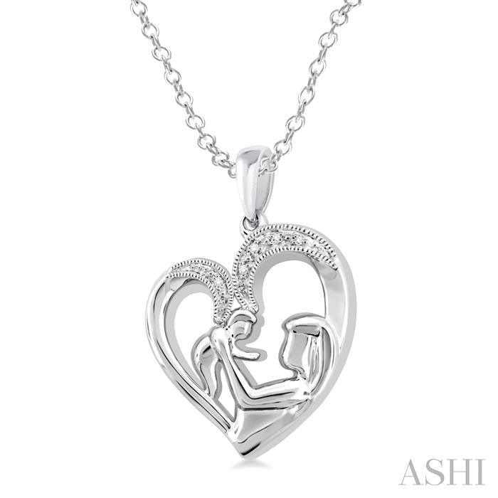 1/50 Ctw Round Cut Diamond Heart Pendant in Sterling Silver with Chain