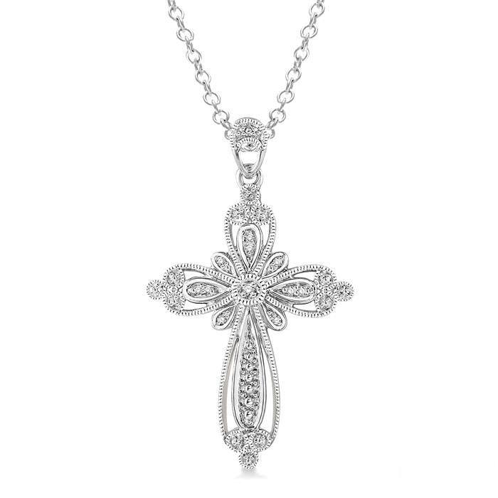 Yvette Xanthe Silver Cross Diamond Fashion Pendant