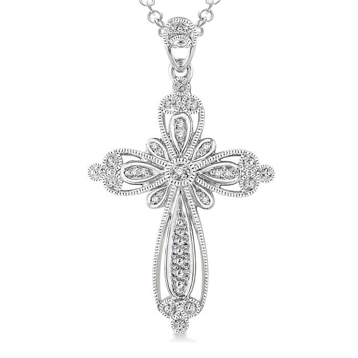 Yvette Xanthe Silver Cross Diamond Fashion Pendant