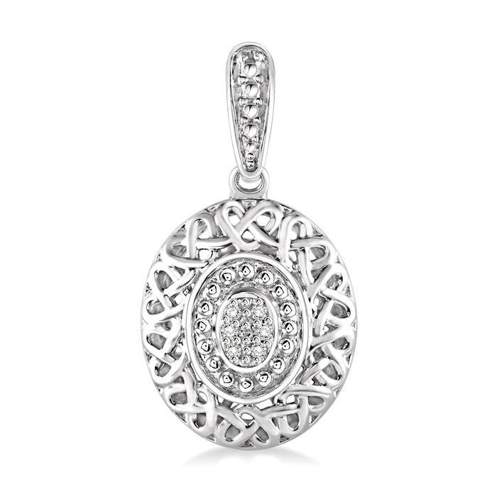 Oval Shape Silver Diamond Earrings