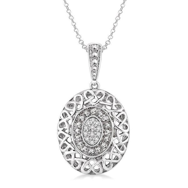 1/20 Ctw Round Cut Diamond Fashion Pendant in Sterling Silver with Chain