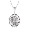 Silver Oval Shape Diamond Pendant