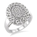 Silver Oval Shape Diamond Ring