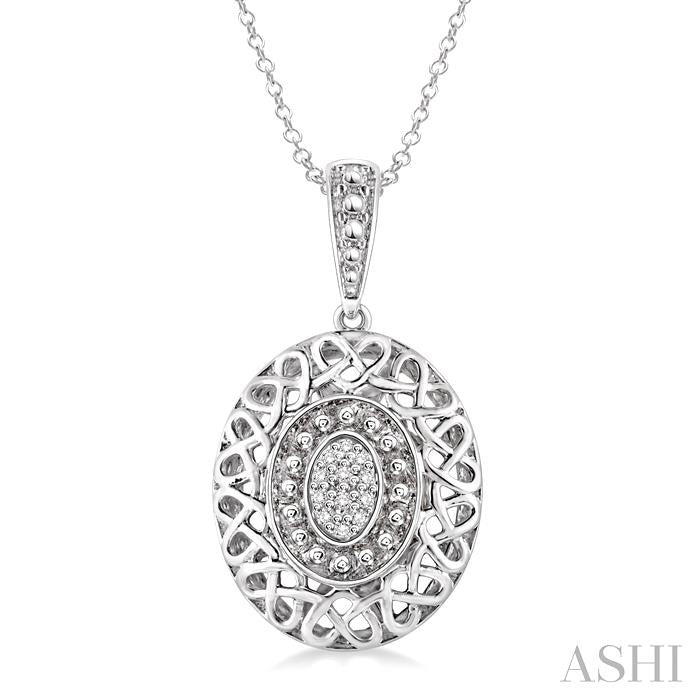 1/20 Ctw Round Cut Diamond Fashion Pendant in Sterling Silver with Chain