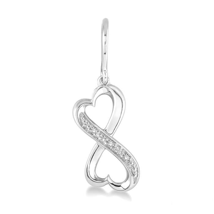Silver Infinity Heart Shape Diamond Earrings