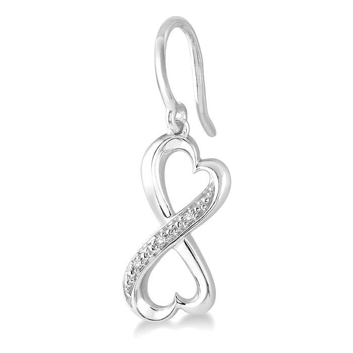 Silver Infinity Heart Shape Diamond Earrings