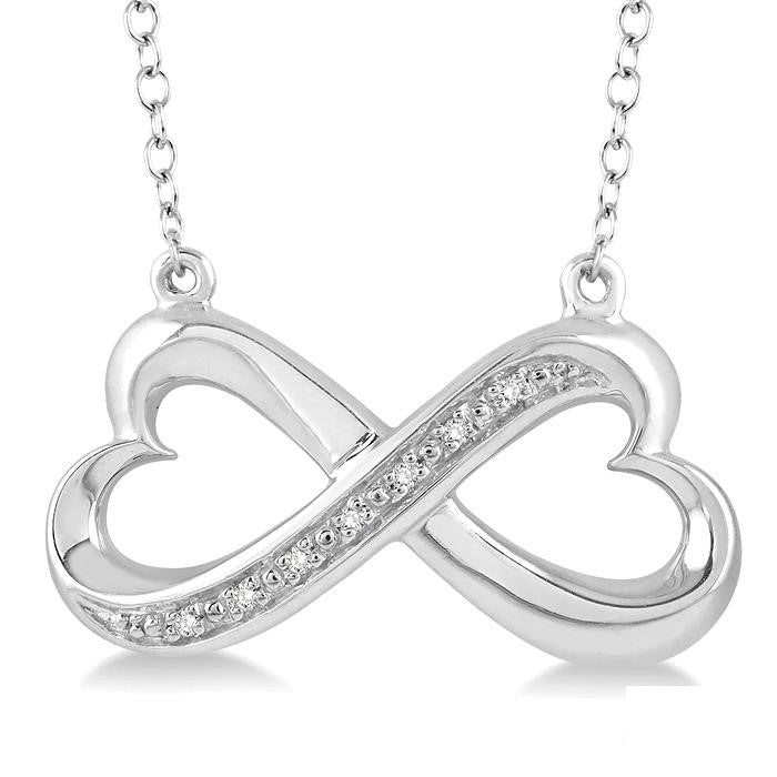 Silver Infinity Heart Shape Diamond Fashion Pendant