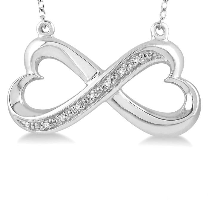 Silver Infinity Heart Shape Diamond Fashion Pendant