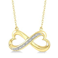 1/50 Ctw Conjoined Hearts Round Cut Diamond Infinity Pendant With Chain in Yellow Gold Vermeil