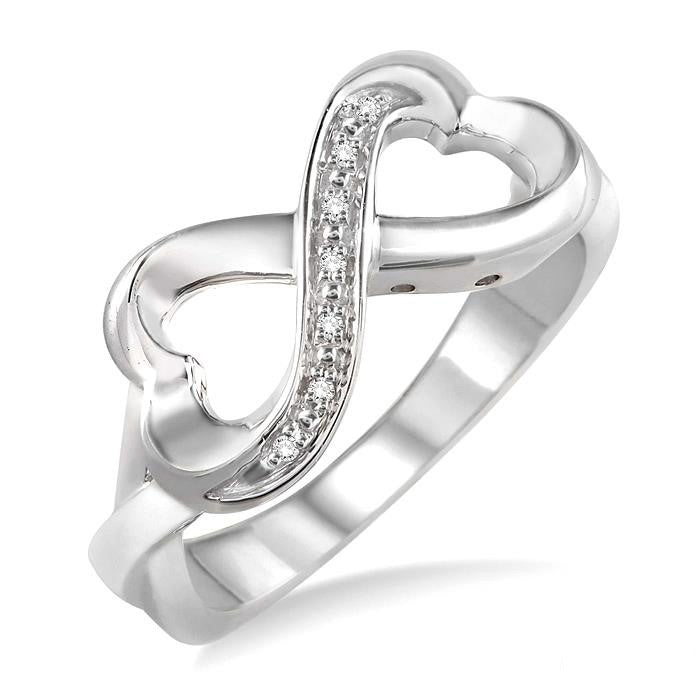 Silver Infinity Heart Shape Diamond Fashion Ring