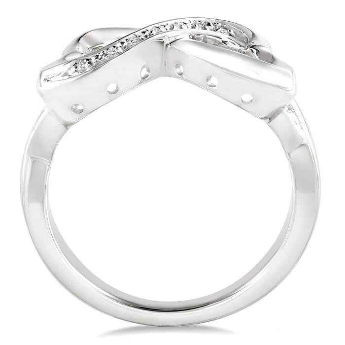 Silver Infinity Heart Shape Diamond Fashion Ring