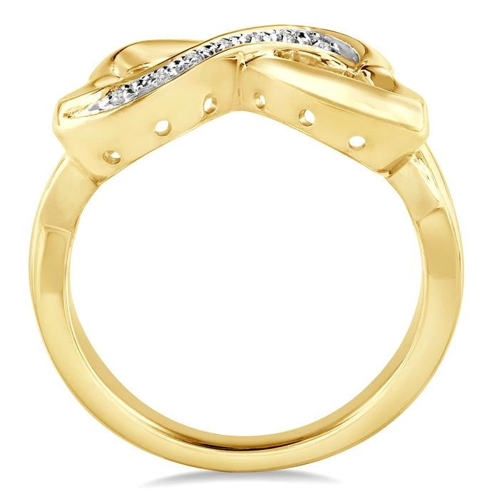 1/50 Ctw Conjoined Hearts Round Cut Diamond Infinity Ring in Yellow Gold Vermeil