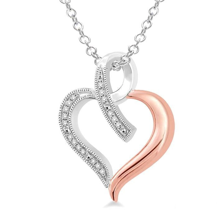 Cascade Thistle Silver Heart Shape Diamond Fashion Pendant