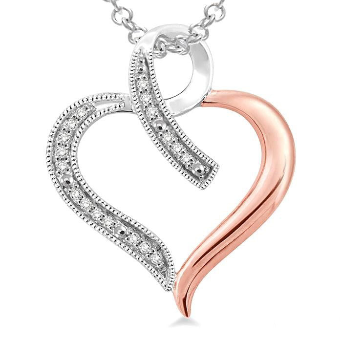 Cascade Thistle Silver Heart Shape Diamond Fashion Pendant