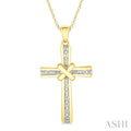 1/20 Ctw Round Cut Diamond Cross Pendant With Chain in Yellow Gold Vermeil