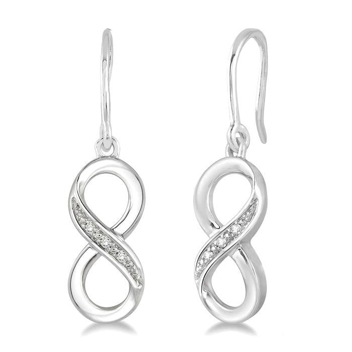 Silver Infinity Shape Diamond Earrings