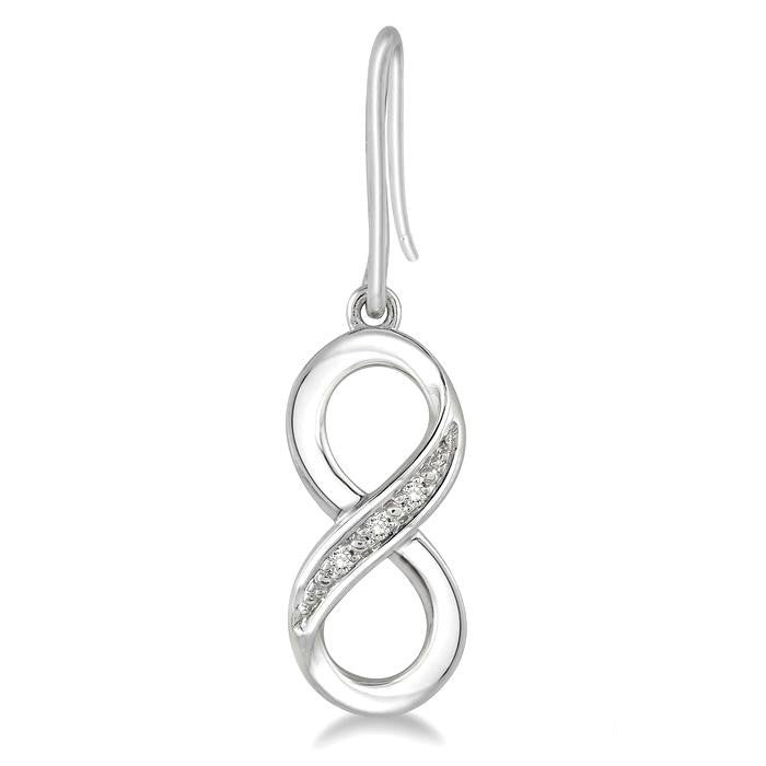 Silver Infinity Shape Diamond Earrings