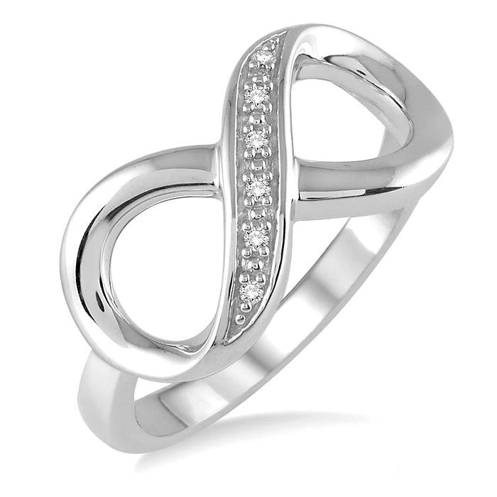 Sterling Silver .02 Ctw Diamond Infinity Ring