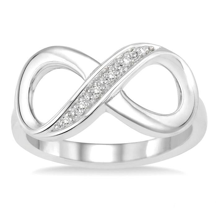Sterling Silver .02 Ctw Diamond Infinity Ring