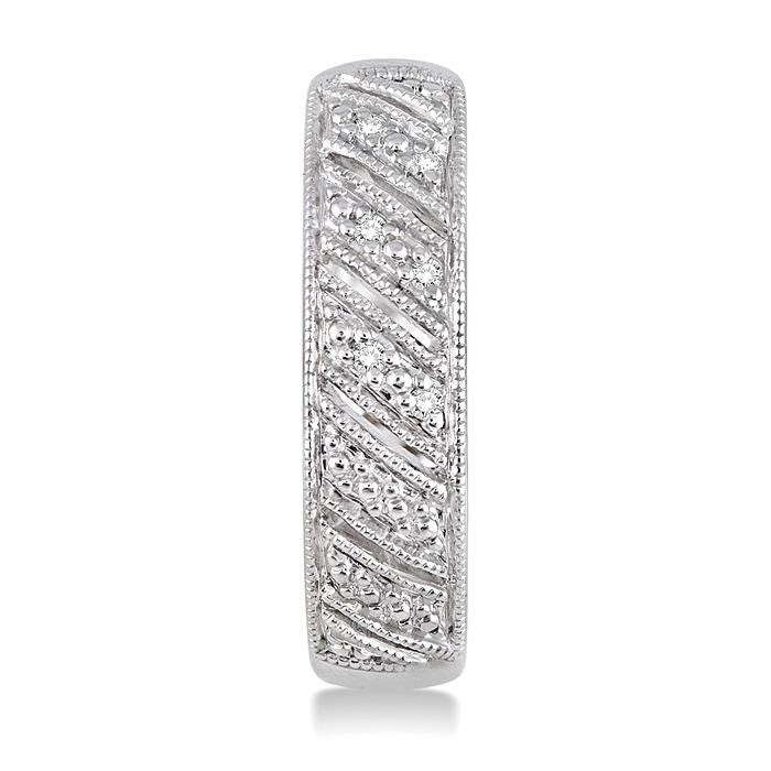 Silver Diamond Hoop Earrings