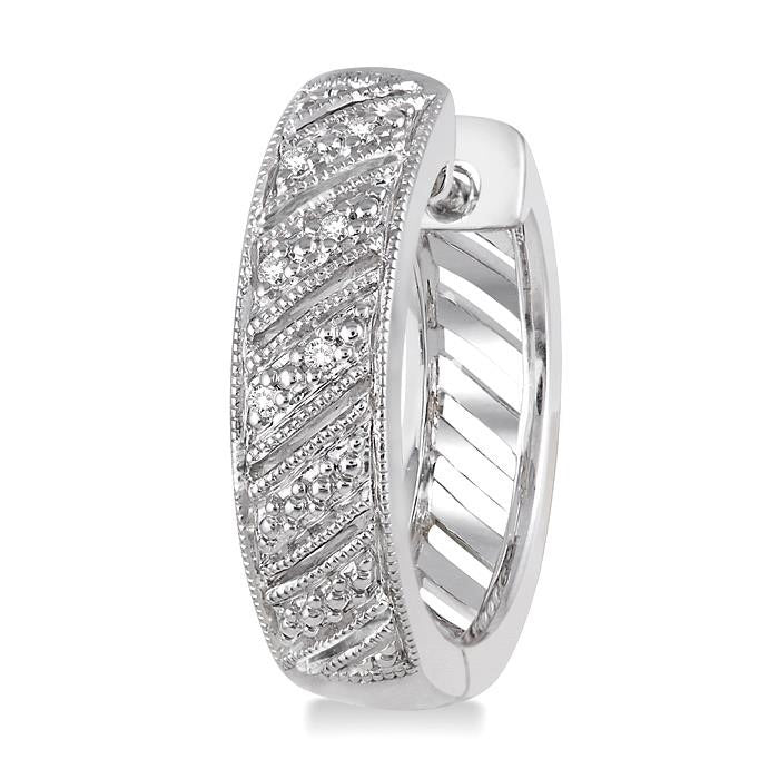 Silver Diamond Hoop Earrings