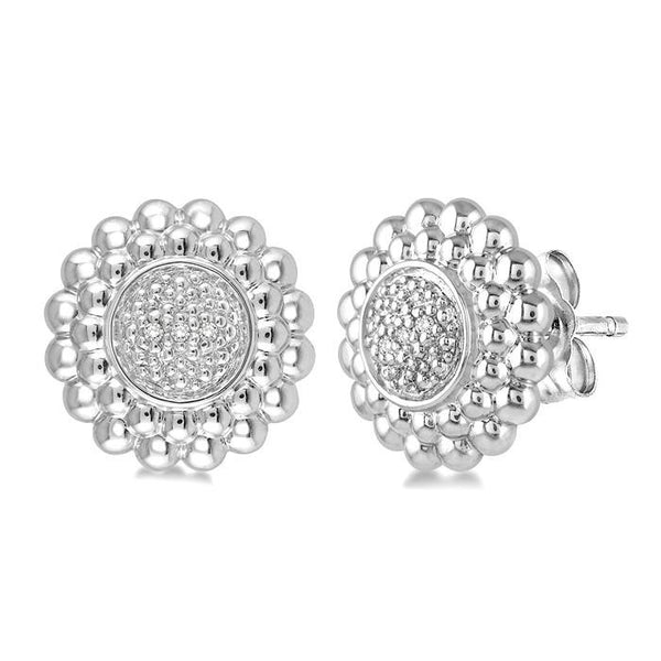 1/50 Ctw Round Cut Diamond Earrings in Sterling Silver