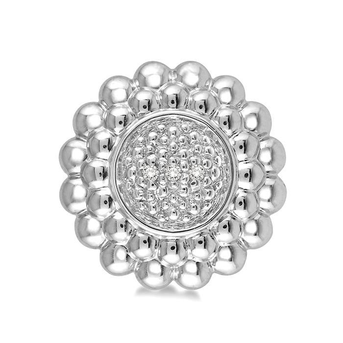 1/50 Ctw Round Cut Diamond Earrings in Sterling Silver
